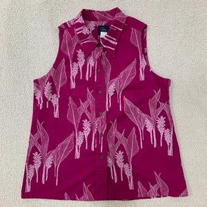 Sig Zane Button Front Sleeveless Top in Pink